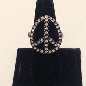Lucky Brand Peace Sign Ring sz 6.5-8
